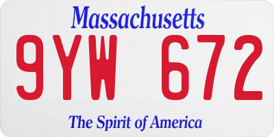 MA license plate 9YW672