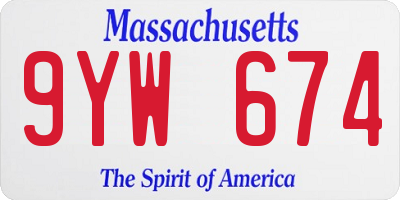 MA license plate 9YW674