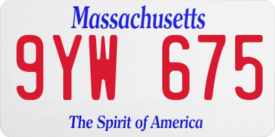 MA license plate 9YW675