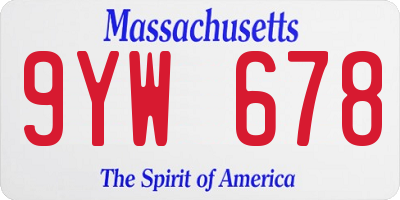 MA license plate 9YW678