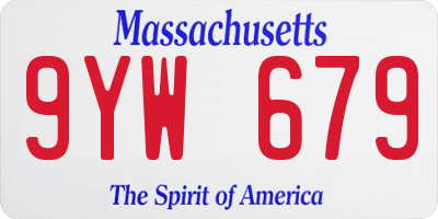 MA license plate 9YW679