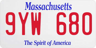 MA license plate 9YW680