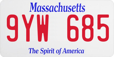 MA license plate 9YW685