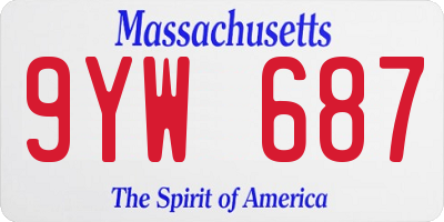 MA license plate 9YW687