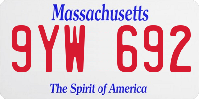 MA license plate 9YW692