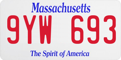 MA license plate 9YW693