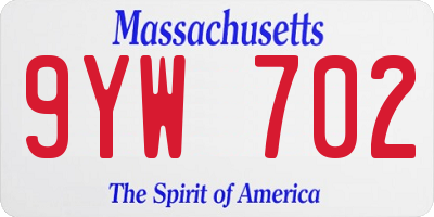 MA license plate 9YW702