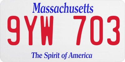 MA license plate 9YW703