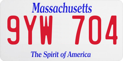 MA license plate 9YW704