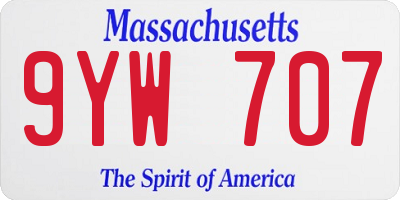 MA license plate 9YW707