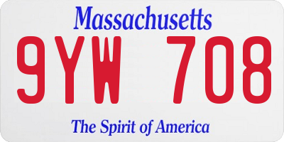 MA license plate 9YW708