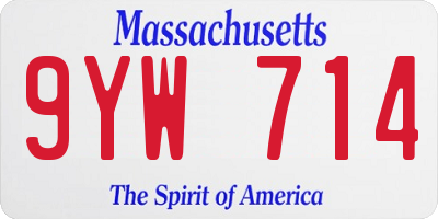 MA license plate 9YW714