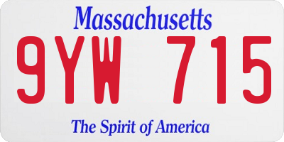 MA license plate 9YW715