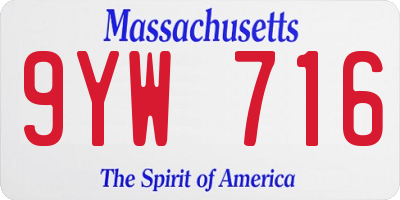 MA license plate 9YW716