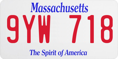 MA license plate 9YW718