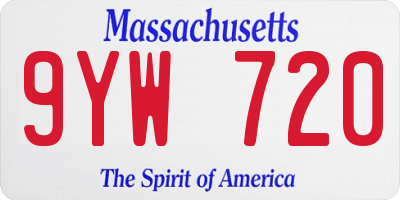 MA license plate 9YW720