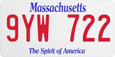 MA license plate 9YW722
