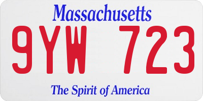 MA license plate 9YW723