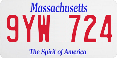 MA license plate 9YW724
