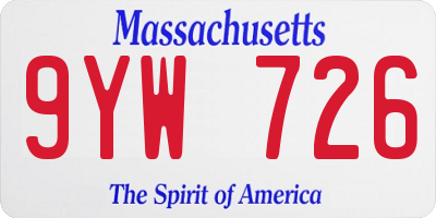 MA license plate 9YW726
