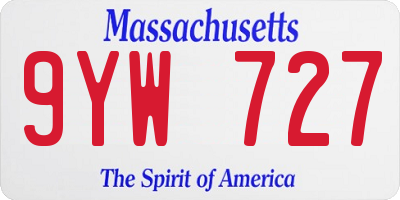 MA license plate 9YW727