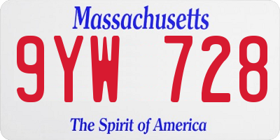 MA license plate 9YW728