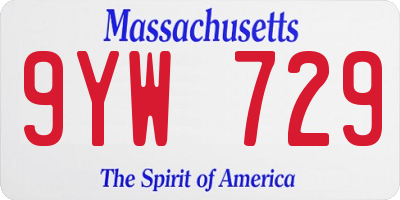 MA license plate 9YW729