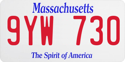 MA license plate 9YW730