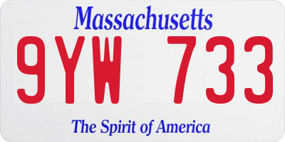 MA license plate 9YW733
