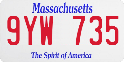 MA license plate 9YW735