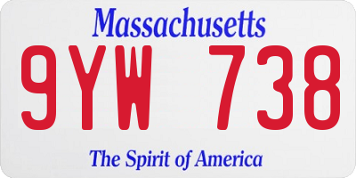 MA license plate 9YW738