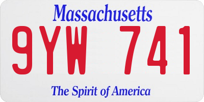 MA license plate 9YW741