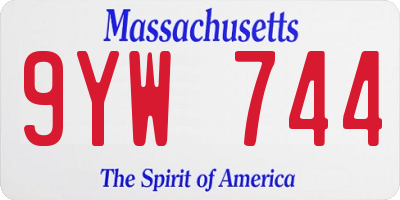 MA license plate 9YW744