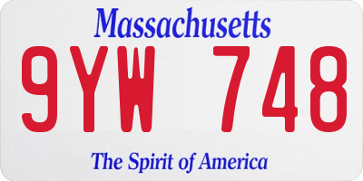 MA license plate 9YW748
