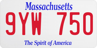 MA license plate 9YW750