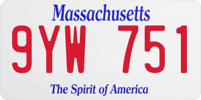 MA license plate 9YW751