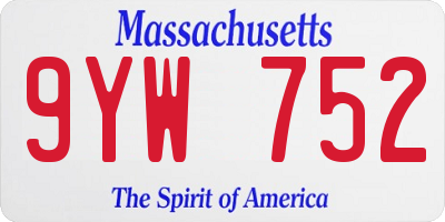 MA license plate 9YW752