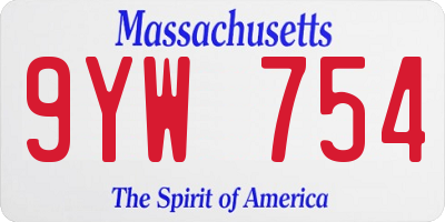 MA license plate 9YW754