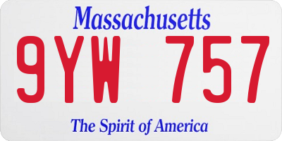 MA license plate 9YW757