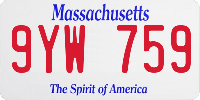 MA license plate 9YW759