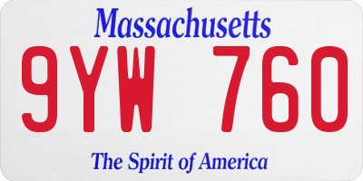 MA license plate 9YW760
