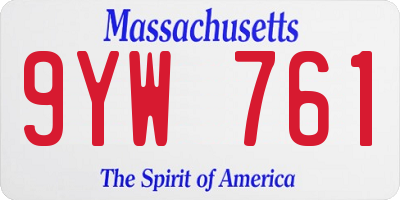 MA license plate 9YW761