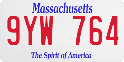 MA license plate 9YW764