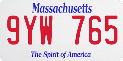 MA license plate 9YW765