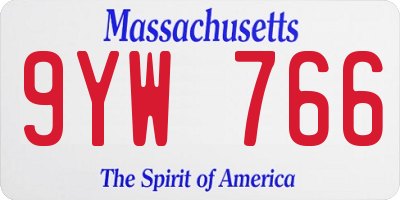 MA license plate 9YW766