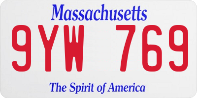 MA license plate 9YW769