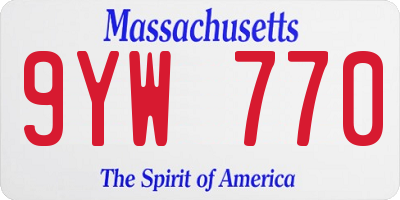 MA license plate 9YW770