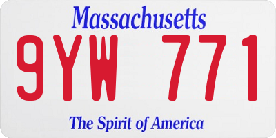 MA license plate 9YW771