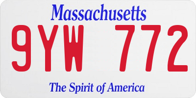 MA license plate 9YW772