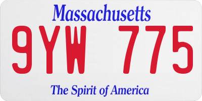 MA license plate 9YW775